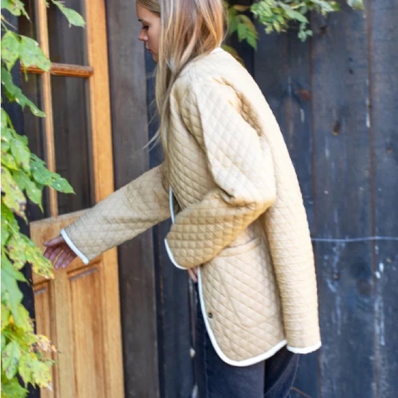 Emerson Fry India Quilted Coat in Camel - Picture 3 of 7